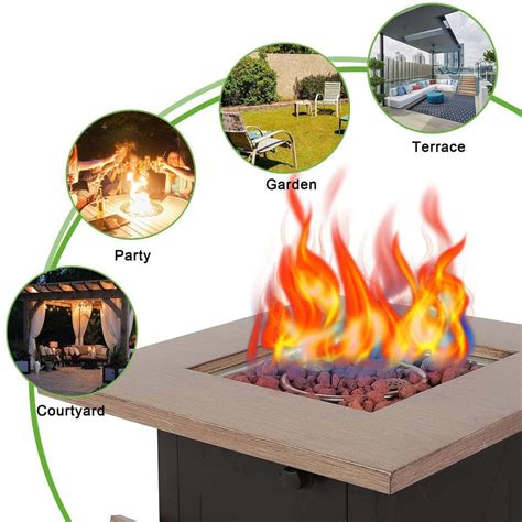 Buy 28 in. Brown Square Metal Steel Fire Pit Table Online at Lowest ...