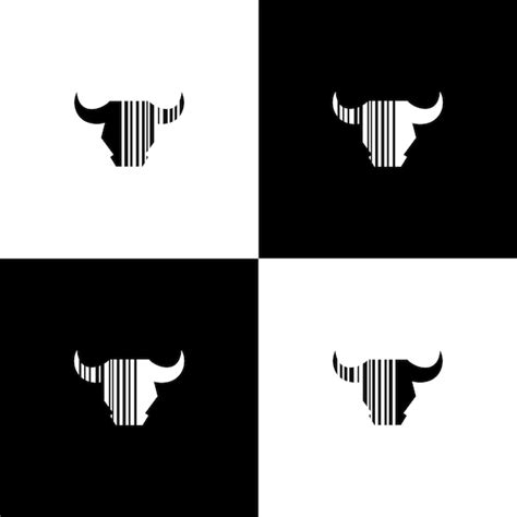 Bull barcode logo | Premium Vector