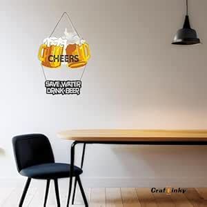 CRAFTINKY Save Water Drink Beer Wall Hanging | Multicolor Wooden Wall ...