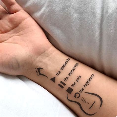 Guitar with Moments Tattoo Waterproof Male and Female Temporary Body Tattoo