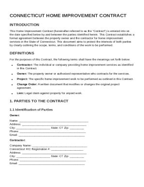 Ct Home Improvement Contract Template - Fill and Sign Printable ...