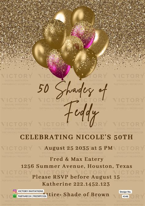 Birthday party invitation card in english language with balloons theme ...