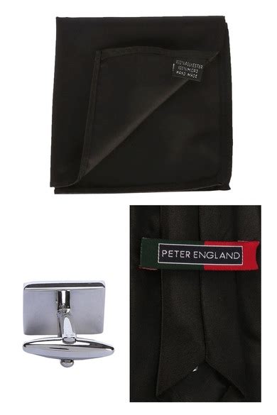 Buy Men Black Tie Pocket Square And Cufflink Online - 302720 | Peter ...