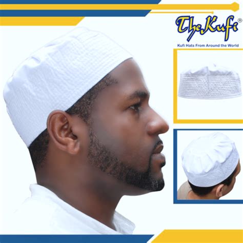 Kufi Prayer Cap Plain White Pleated-top Fabric Peci | Ubuy India