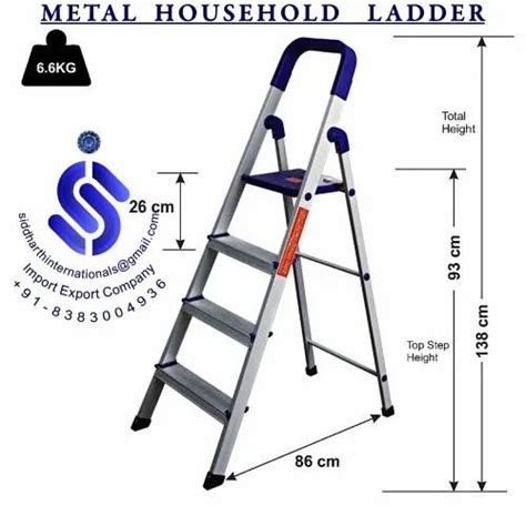 Step Ladders - 5 Step Stainless Steel Broad Step Household Ladder ...