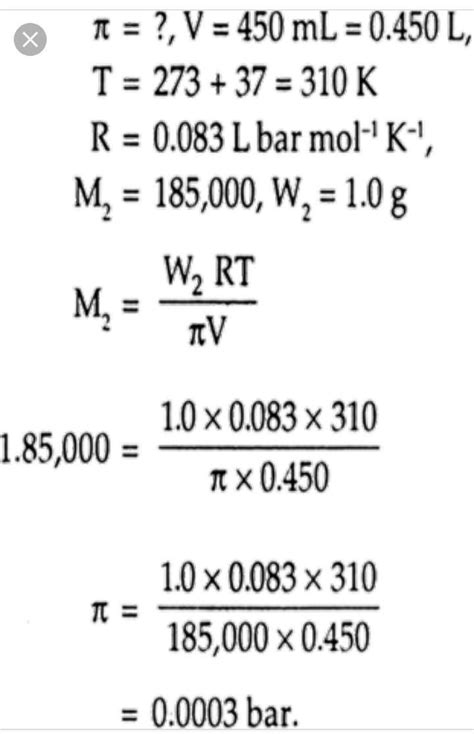 Calculate the osmotic pressure in pascals exerted by a solution ...