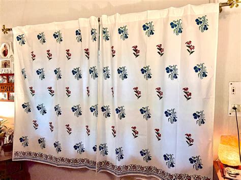 Aangan – Set of 2 Hand Block Printed Cotton Window Curtains – Utsav Crafts
