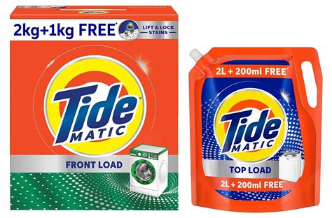 Tide Matic Front Load Detergent powder (2+1 Kg) & Tide Matic Liquid ...