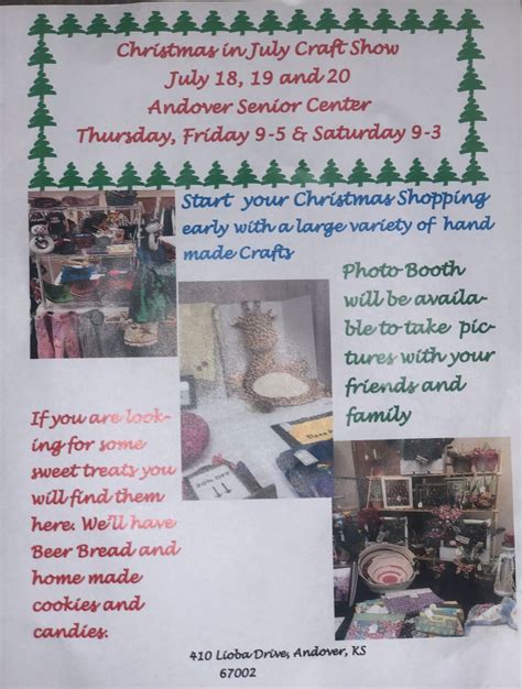 CHRISTMAS IN JULY CRAFT SHOW! , 410 N. Lioba, Andover, KS, 18 July to ...