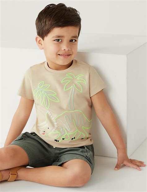 Buy Pure Cotton Dinosaur T-Shirt at Marks & Spencer