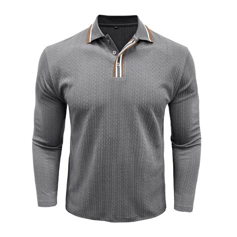 fatyb Men's Long Sleeve Golf Shirts Textured Casual Collared Shirts ...