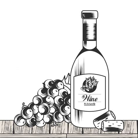 Vinho preto e branco desenho | Vetor Premium