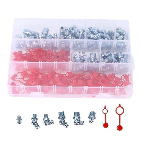 160 Pcs Grease Nipple Assortment Kits, M6 M10 1/8in 1/4in 45 90 Degree ...