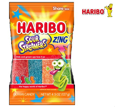 Haribo Gummi Candy Share Size 5 oz * Sour Streamers * 12 pcs – Everest