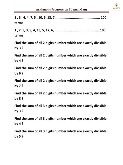Image result for Arithmetic Progression Practice Problems
