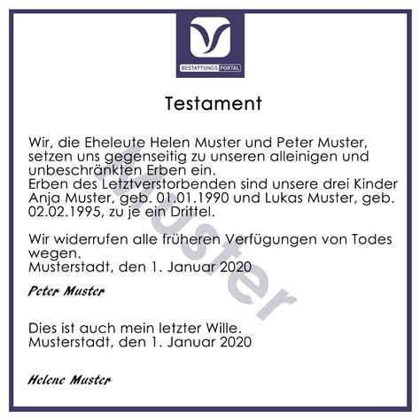Persönliches Testament schreiben – Vorsorge und Bestattung – DAS Portal