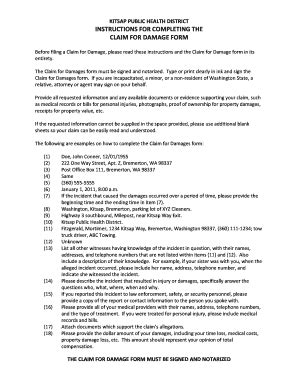 Fillable Online Instructions for completing the claim for damage form ...