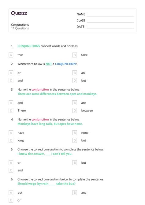 50+ Conjunctions worksheets on Quizizz | Free & Printable