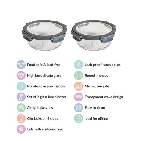 Leakproof Fluted Glass Microwave Safe Container Set Of 2 950ml Online ...
