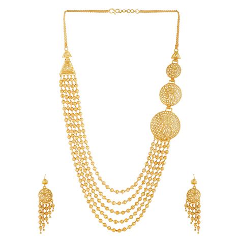 Buy Manikya Brass and Necklace & Earring Set for Women (Gold), FREE ...