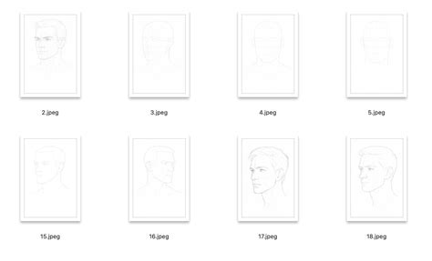 Printable A4 Male Face Sketches – 27 Blank Face Outlines for Tracing ...