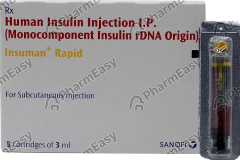 Insuman Rapid 100 IU/ML Injection (3): Uses, Side Effects, Price ...