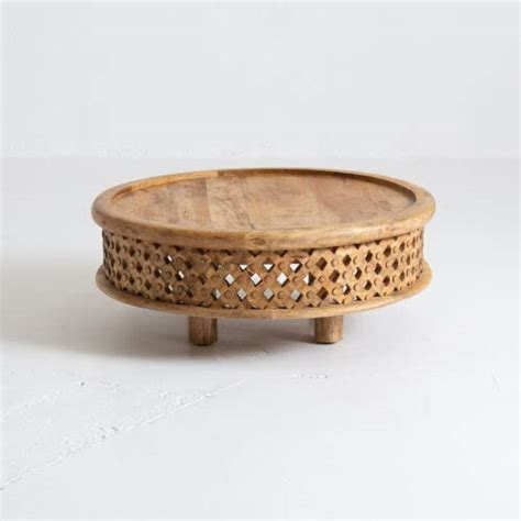 KD Art and Craft Indian Wooden Round Carved Coffee Table Unique Round ...