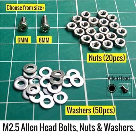 Kawa M2.5 Stainless Steel Allen Hex Socket Screw Bolt Nuts & Washer set ...