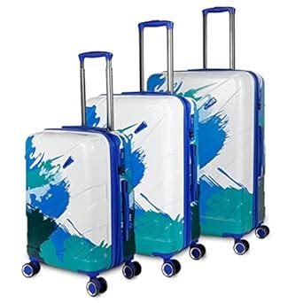 F Gear Picasso Blue Strolley Set of 3 Cabin/Medium/Large Polypropylene ...