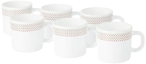 Larah by BOROSIL Waltz Opalware Mug, Set of 6 Tea/Coffee Mugs, 180 ml ...