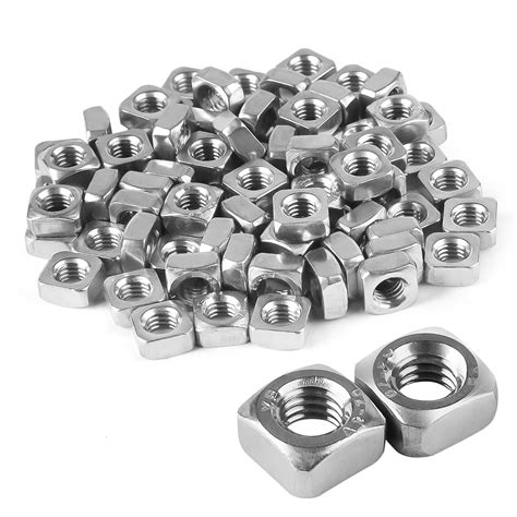 Niooliuk Pack of 50 M8 Square Nuts, 304 Stainless Steel Metric Coarse ...