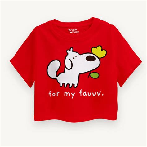 Girls' Red Crop Top | For My Favv Dog Design– Guugly Wuugly
