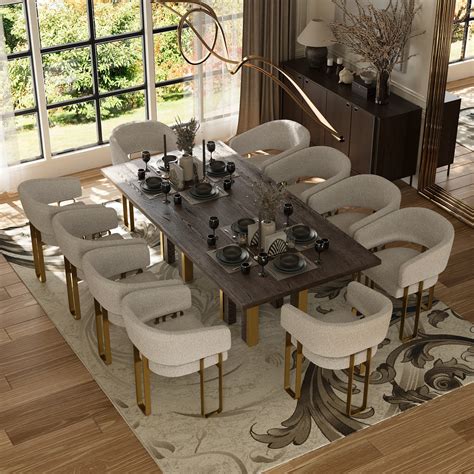 Everly Quinn 94" Farmhouse Solid Wood Dining Tables For 6-10,Large Long ...