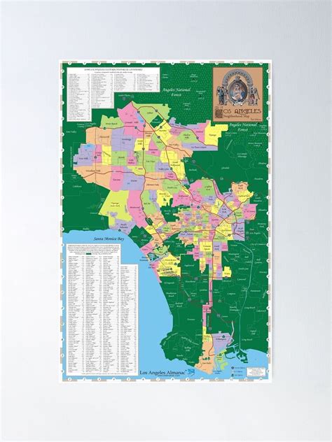 Map of City of Los Angeles Neighborhoods - Comprehensive Wall Map ...