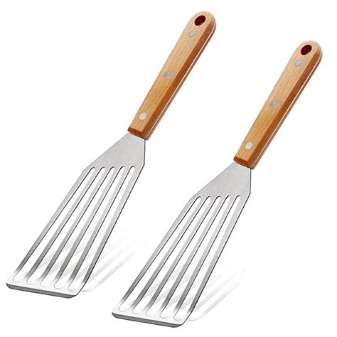 Sl Slotted Turner Fish Spatula With Wooden Handle - Kitchen Spatulas ...
