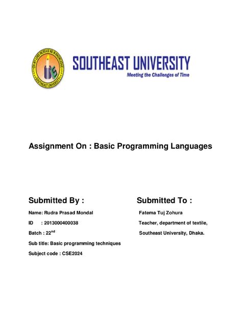 Image result for Example of an Assignment for Computer Programming Language by Student