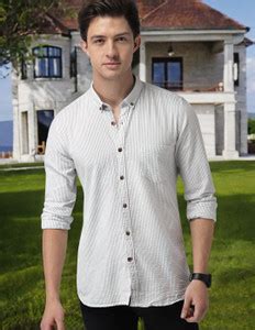 Mast & Harbour Men Striped Casual Cream Shirt - Buy Mast & Harbour Men ...