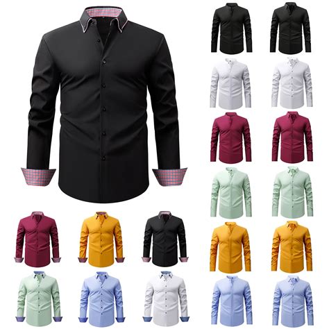 BiZtdJrK Mens Business Casual Dress Shirts Long Sleeve Button Down ...