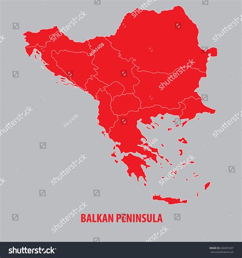 Balkan Peninsula Map Stock Vector (Royalty Free) 636001697 | Shutterstock