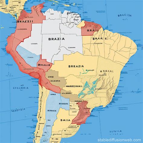 Brazil and Surrounding Countries Map | Stable Diffusion Online