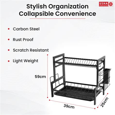 USHA SHRIRAM Free Mounting Dish Rack | Stackable Kitchen Basket for ...