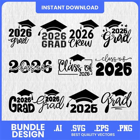 Buy Graduation SVG Bundle 2026, Class of 2026 Grad Cap Designs, Senior ...