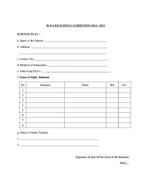 Fillable Online Science Play Proforma Fax Email Print - pdfFiller