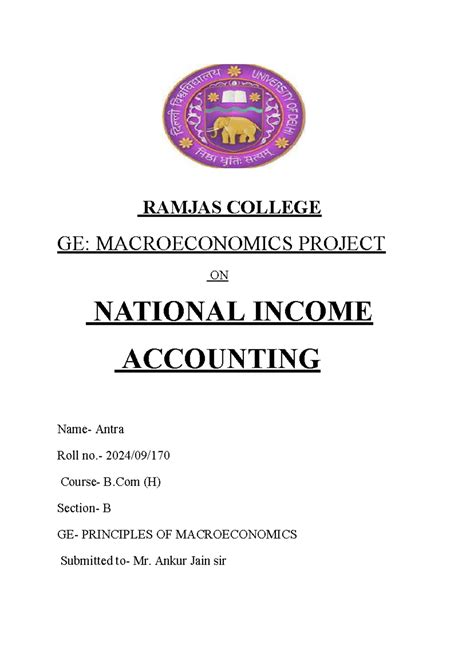 B.Com (H) GE: Macroeconomics Project on National Income Accounting ...