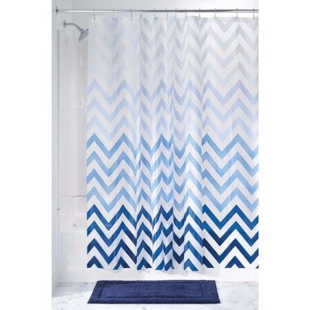 Interdesign 72 in. H X 72 in. W Blue/White Ombre Chevron Shower Curtain ...