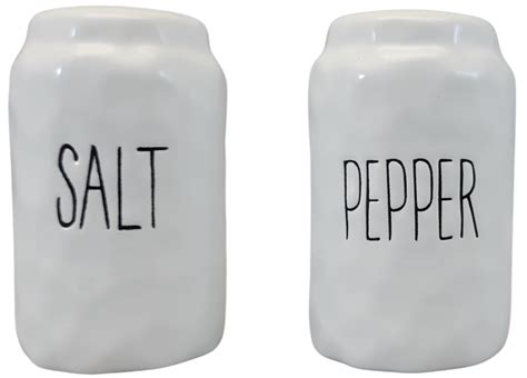 PD Home Garden White Ceramic Salt and Pepper Shaker Set, Rustic ...