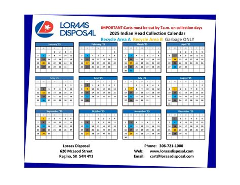 2025 Loraas Disposal Calendar | The Town of Indian Head