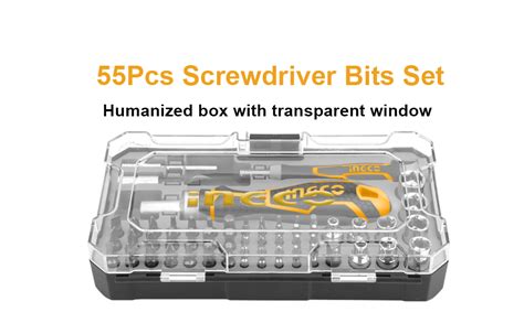 INGCO 55 Pcs Screwdriver Bits Set, Precision Screwdriver Set with ...