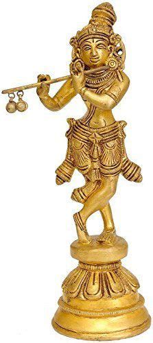 Brass Krishna Flute Playing Statue Height 8.5 inch – ArtyCraftz ...