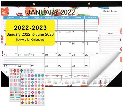 Buy Large Academic 2022-2023 Desk Calendar - 18 Months Desk Pad 17" x ...